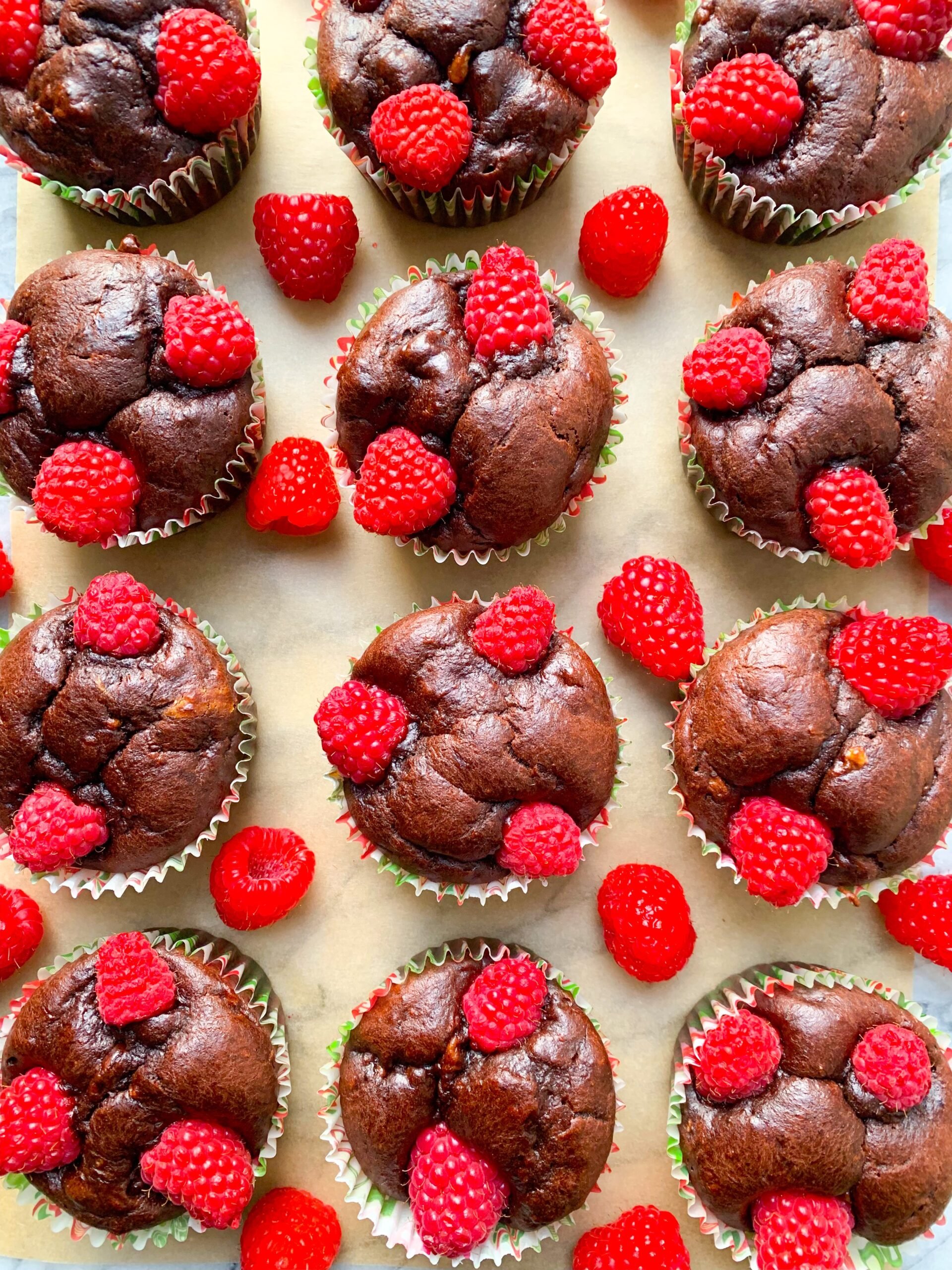 Chocolate raspberry muffins.