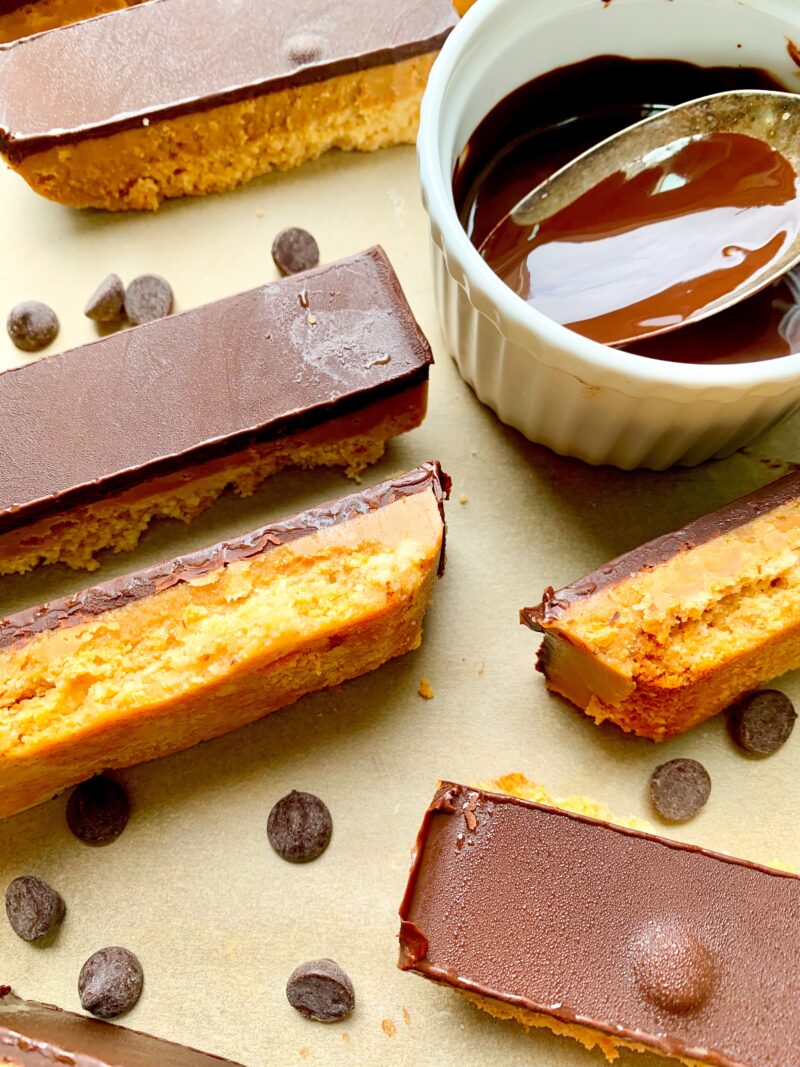 Close up of homemade Twix.