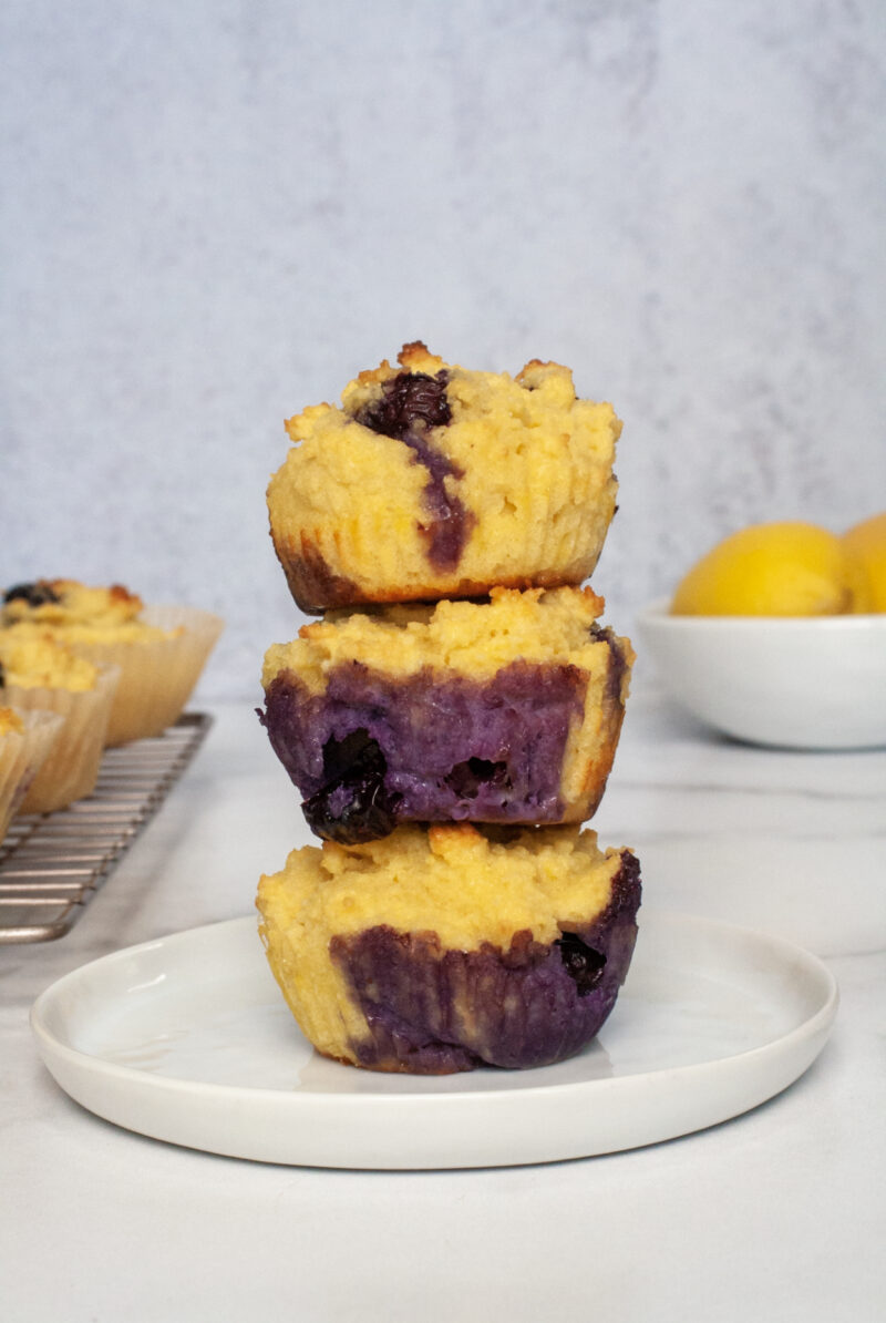 Stacked healthy muffins.