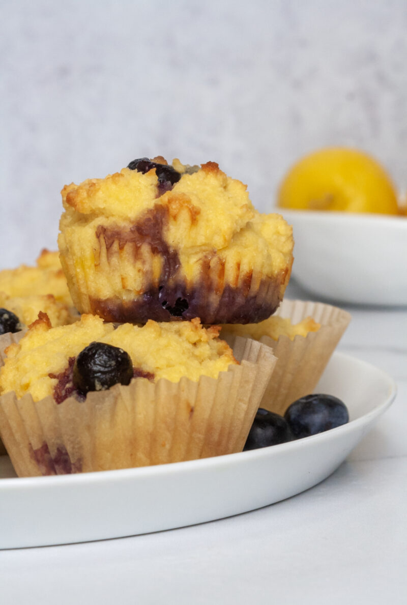 Soft muffins on plate.