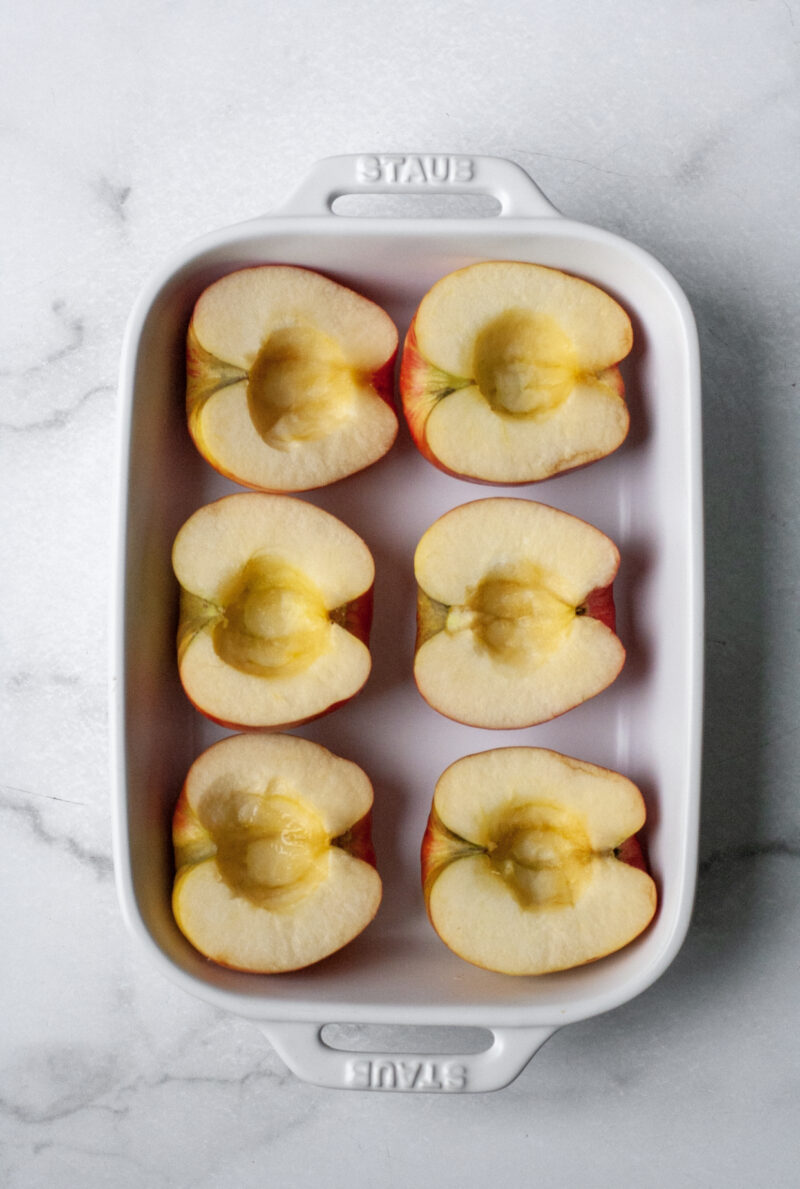 Apple halves.
