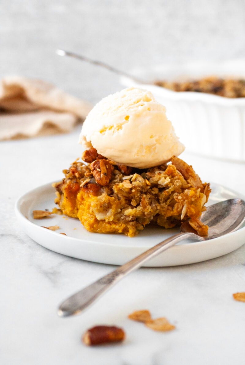 Crisp with vanilla ice cream.
