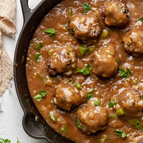 Meatballs with gravy.