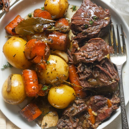 Dutch oven pot roast.