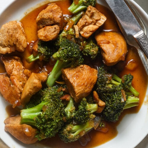 Chicken and broccoli.