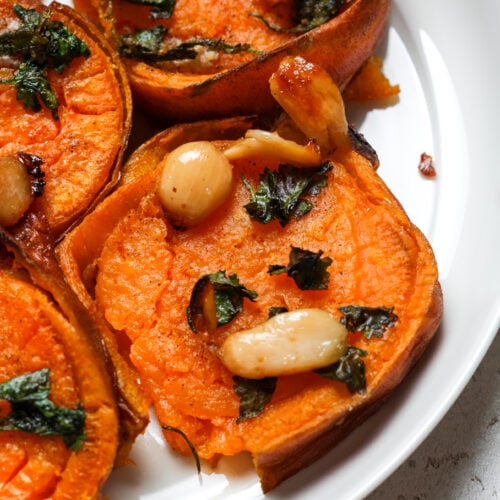 Smashed sweet potatoes.