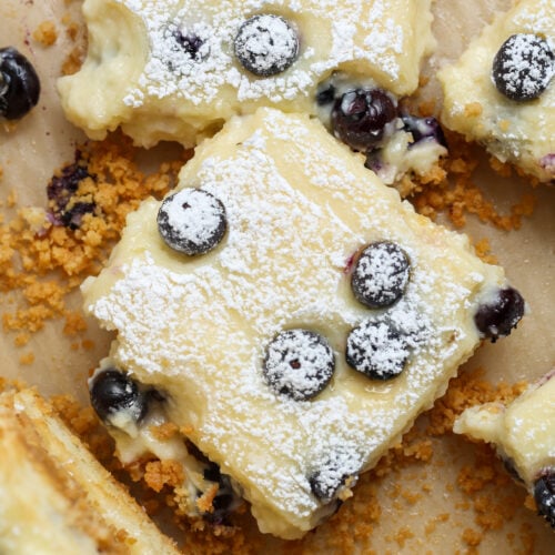 Blueberry cheesecake bars.