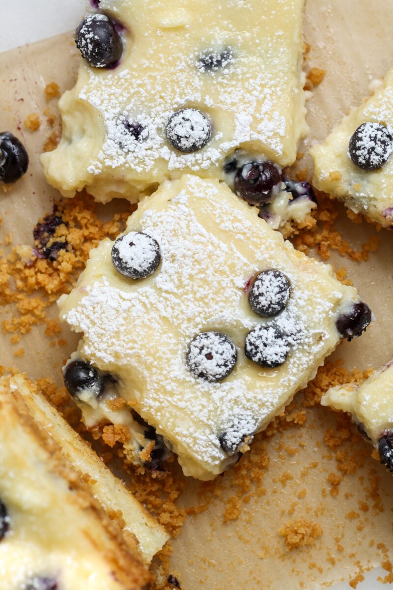 Blueberry cheesecake bars.