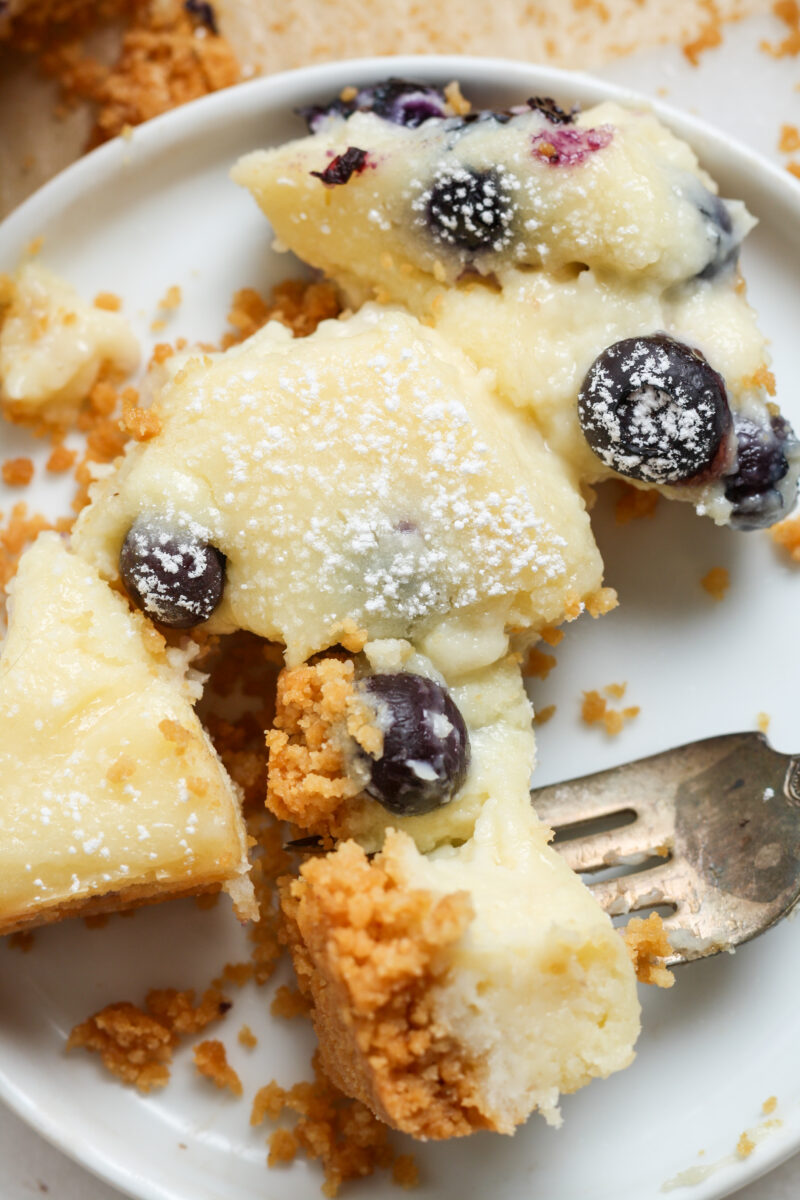 Bite of blueberry bar.