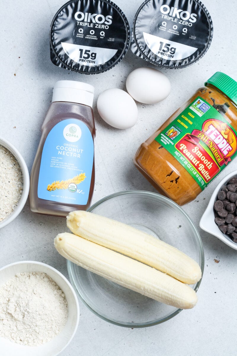 Ingredients for banana bread bars.