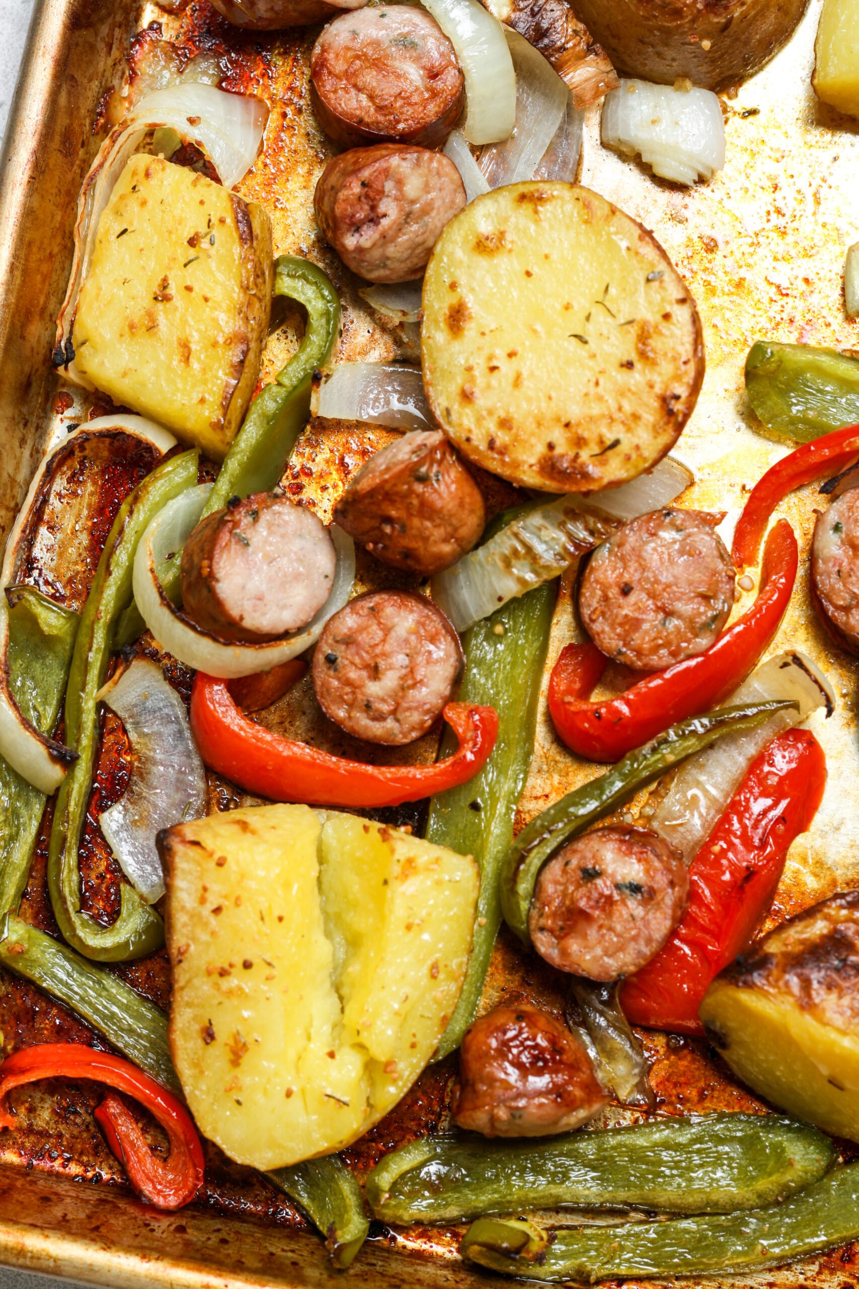 Chicken sausage sheet pan.