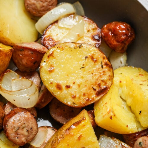 Sausage and potatoes.