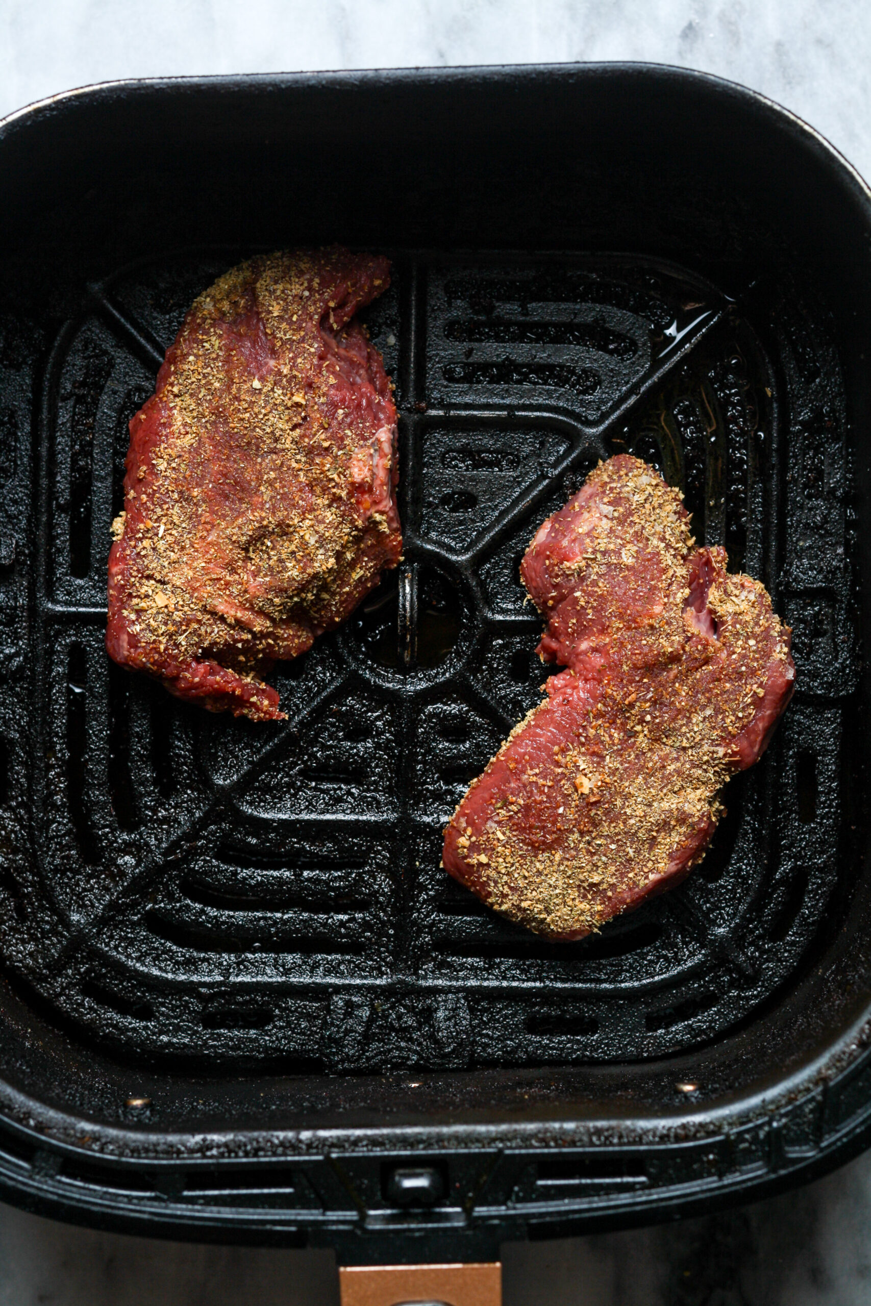 Steak in basket.