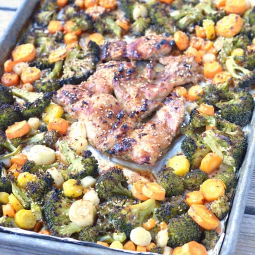 Asian Sheet Pan Balsamic Chicken and Veggies