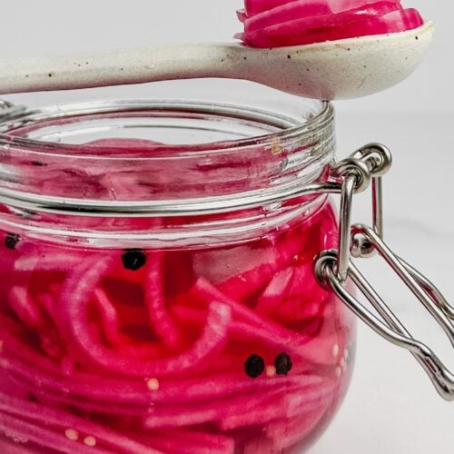 Pickled red onions.