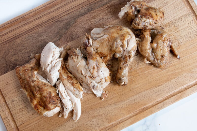 Cooked chicken pieces