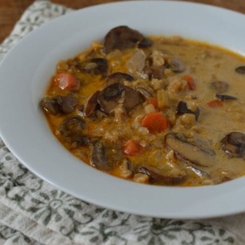 Creamy Mushroom Vegetable Soup (with barley)