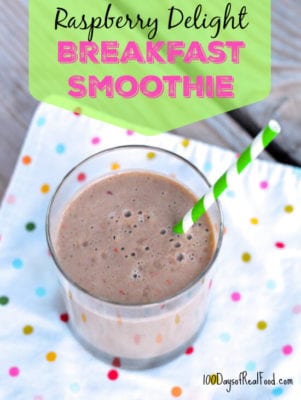 Raspberry Delight Breakfast Smoothie on 100 Days of Real Food