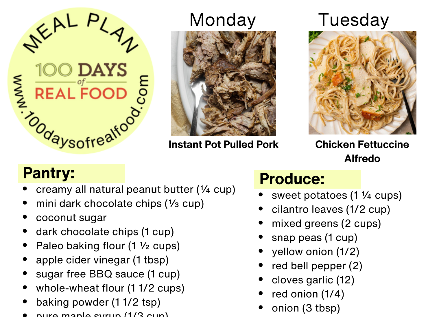 Healthy meal plan.