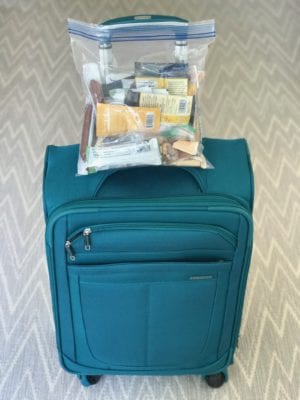 photo of real food snacks in my suitcase this summer