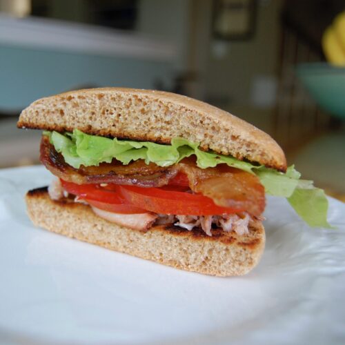 crab blt sandwich on whole wheat bun
