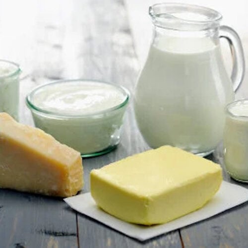 Dairy products on a table